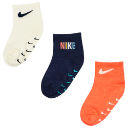 Unisex Calcetines - Nike Kids Ankle No Slip 3 Pack - Coconut Milk-Coconut Milk-Orange