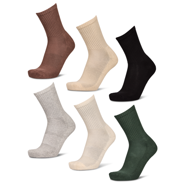 Foot Locker Crew 6 Pack Unisex Socks - Beige - Size 8.5 - 10 - Cotton