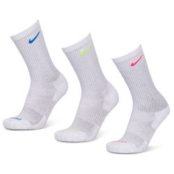Unisex Socks - Nike Everyday Cushioned Crew 3 Pack - Whitevolt-Whitehyper Pink-Blue