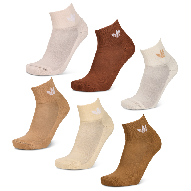 Adidas Ankle 6 Pack Unisex Socks - Beige - Size 8.5-10