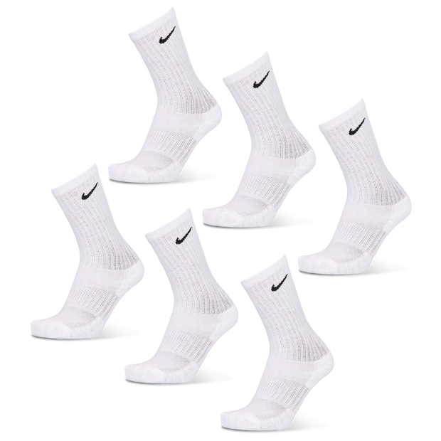 Nike Kids Crew 6 Pack Unisex Socks - White - Size 5 - 8 - Cotton