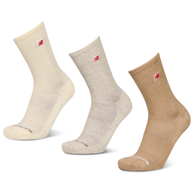 New Balance Crew 3 Pack Unisex - Calze Beige - Taglia 39-42 - Algodón