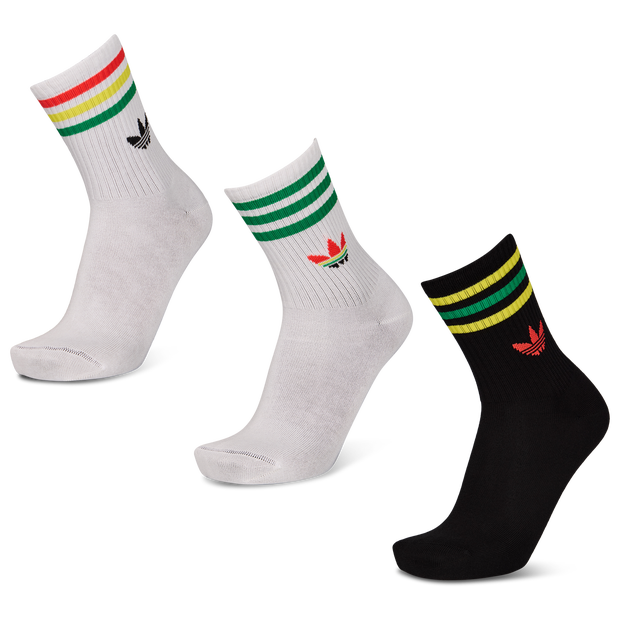 Adidas Mid Cut Crew 3 Pack Unisex Socks - White - Size 4.5-5.5