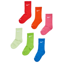 Unisex Socks - Nike Kids Crew 6 Pack - Yellow-Green-Blue