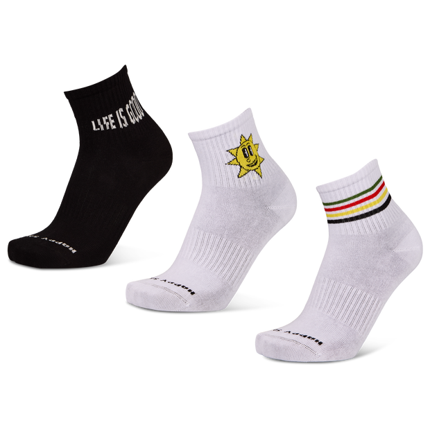 Happy Socks Ankle 3 Pack Unisex Socks - White - Size M7.5-11.5 | W7-11 - Cotton