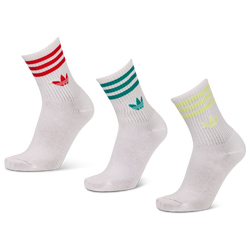 Unisex Socks - adidas Mid Cut Crew 3 Pack - White-Yellow-Green