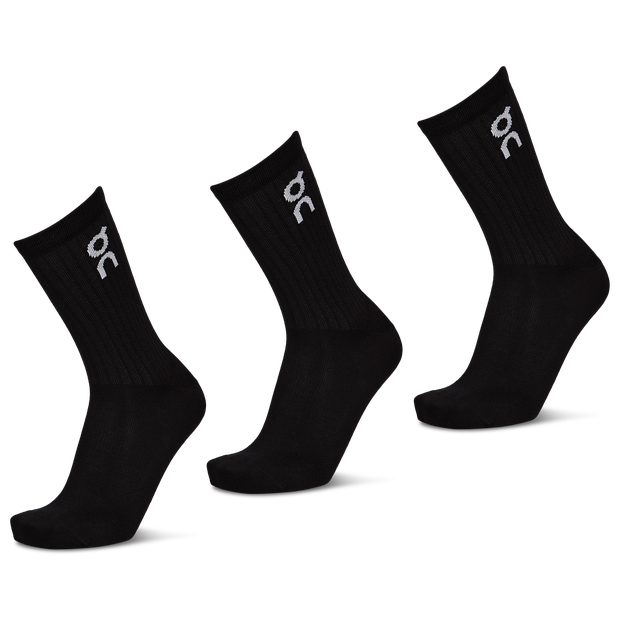 On Logo Sock Crew,  Black Cotton Socks,  Size 6.5 - 8