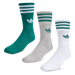 Unisex Socks - adidas 3Pk Trefoil Crew - Collegiate Green-Grey-White