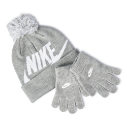 Unisex Caps - Nike Kids Beanie&gloves Set - Grey-White-Grey
