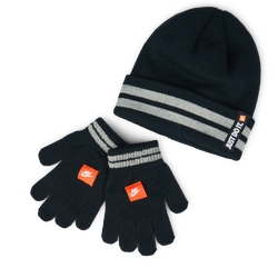 Unisex Knitted Hats & Beanies - Nike Kids Jdi Beanie&gloves Set - Black-Dark Grey Heather-White