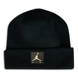 Unisex Knitted Hats & Beanies - Jordan Kids Cuffed Beanie - Black-Reflective Gold-Black