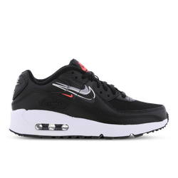 Grade School Shoes - Nike Air Max 90 - Black-Crimson-Particle Grey