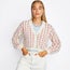 NA-KD Checked Knitted Cardigan - Dames White-Pink