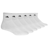 adidas Athletic 6-Pack Quarter Socks - Men's - White / Black