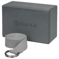 Gaiam Yoga Block Strap Combo - Adult - Grey