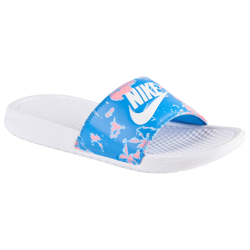 nike blue and white slides