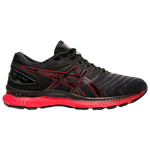 asics black and red running shoes