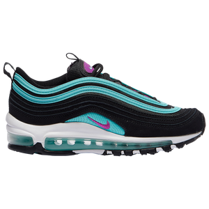 Nike Air Max 97 Girls Grade School Casual Shoes Black Hyper Violet Aurora Green