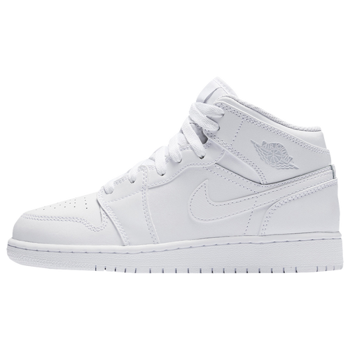 Jordan AJ 1 Mid - Boys' Grade School - Basketball - Shoes - White/Pure ...