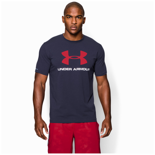 Under Armour Charged Cotton Sportstyle Logo T Shirt   Mens   Casual   Clothing   Midnight Navy/White/Red