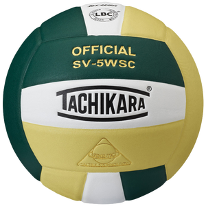 Tachikara SV-5WSC Volleyball - Adult - Dark Green/White/Vintage Gold