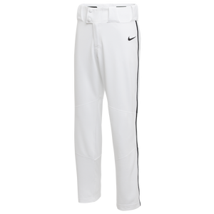 nike white baseball pants with green piping