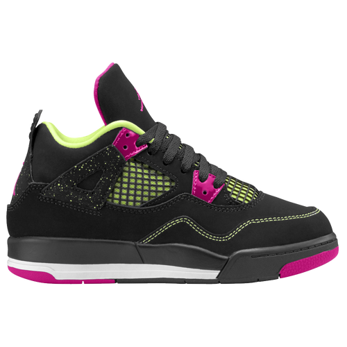 Jordan Retro 4 - Girls' Preschool - Basketball - Shoes - Black/Fuchsia ...