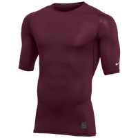 Nike Team 1/2 Sleeve Compression Top - Men's - Cardinal / White