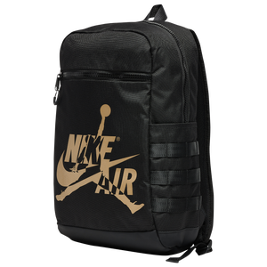 gold and black jordan backpack