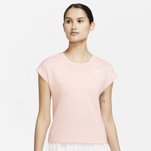 Nike Dri-FIT Victory S/S Tennis Top - Women's - Bleached Coral/White