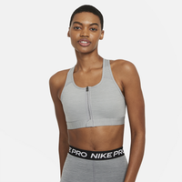 Nike Dri-FIT Swoosh Zip Front Bra - Women's - Grey