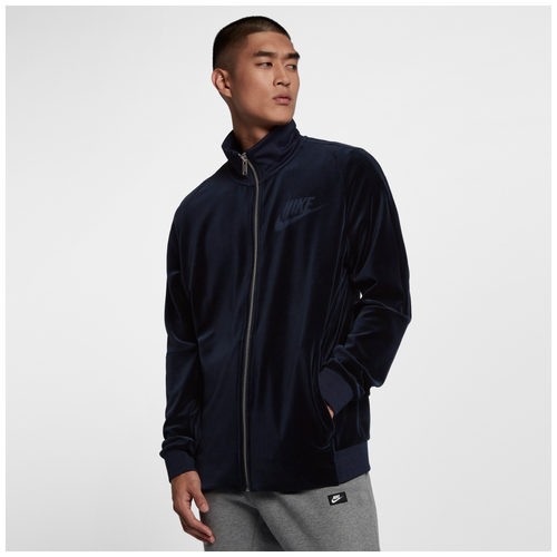 Nike Velour Track Jacket - Men's - Casual - Clothing - Obsidian/Obsidian