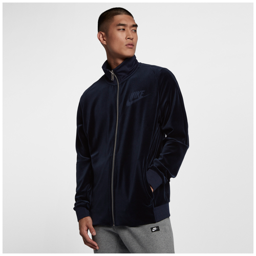 Nike Velour Track Jacket Men's Casual Clothing Obsidian/Obsidian