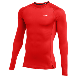 Nike Team Pro L/S Compression Top - Men's - University Red/White