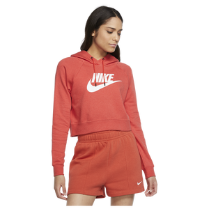 red nike crop top hoodie