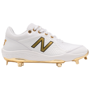 white and gold new balance cleats mens
