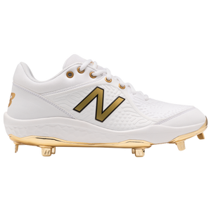 white and gold new balance baseball cleats