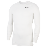 Nike Pro Warm Compression L/S Crew Top - Men's - All White / White