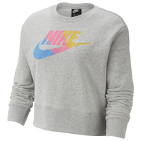 nike all over print swoosh crew sweatshirt femme