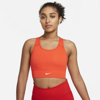 Nike Swoosh Long Line Bra - Women's - Orange